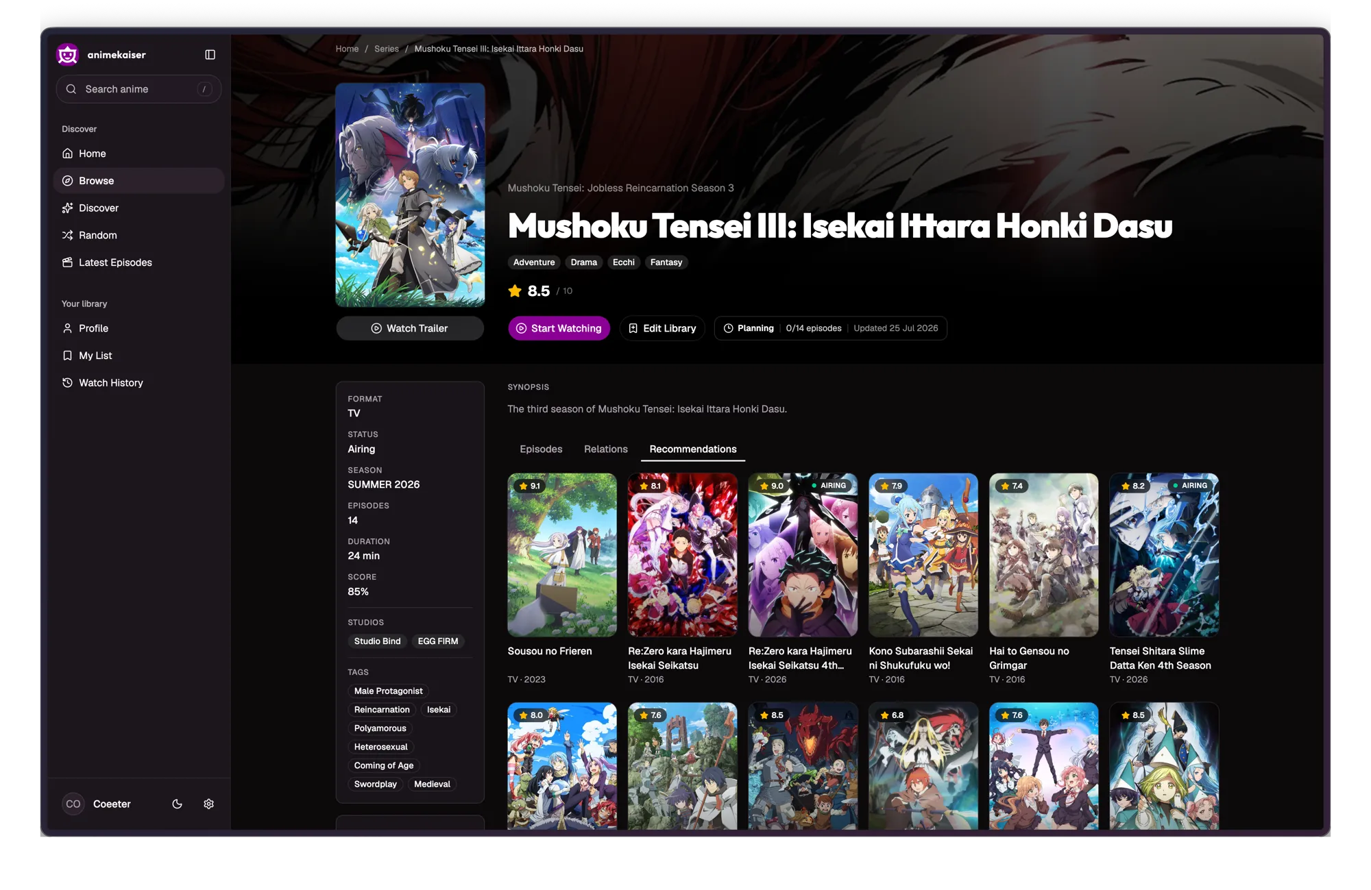 AnimeKaiser series detail page for Fullmetal Alchemist Brotherhood